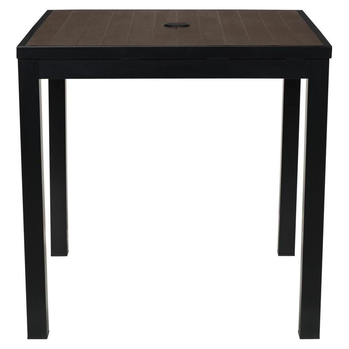 Aluminum Outdoor Table in Black Finish and Dark Walnut Faux Teak19ba47769a05553944