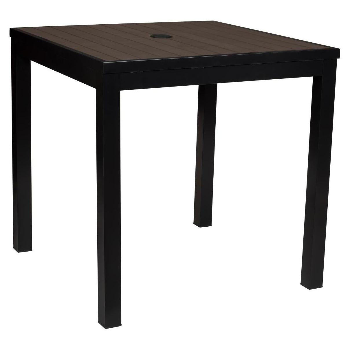 Aluminum Outdoor Table in Black Finish and Dark Walnut Faux Teak19ba47769a04067b56