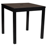 Aluminum Outdoor Table in Black Finish and Dark Walnut Faux Teak19ba47769a04067b56