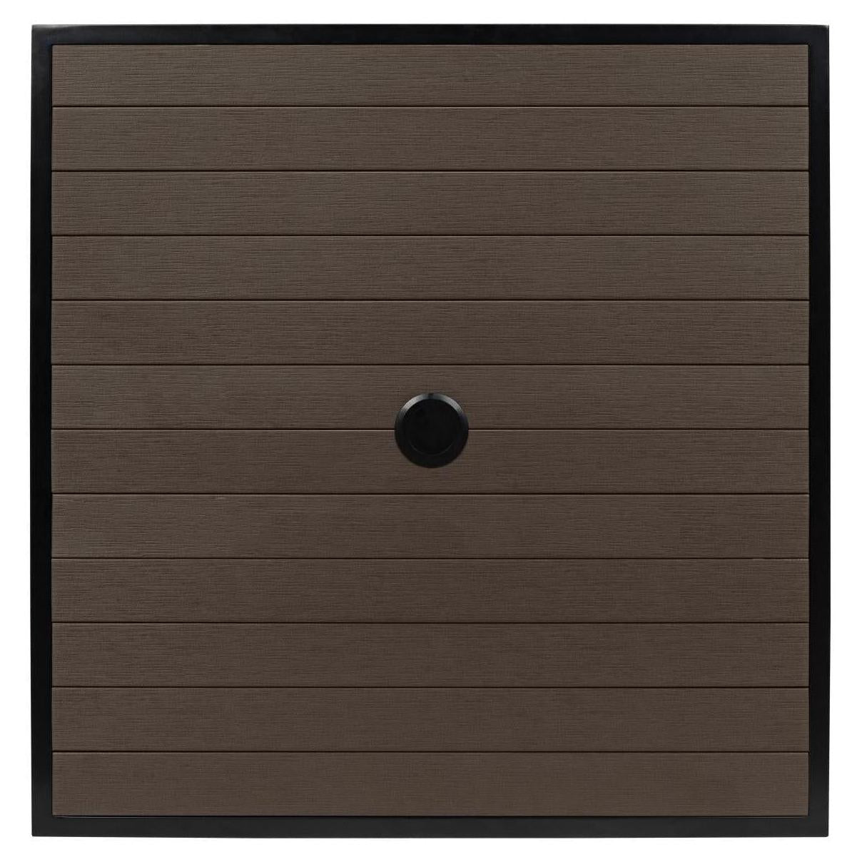 Aluminum Outdoor Bar Table in Black Finish and Dark Walnut Faux Teak19ba46bc14638f8a0b