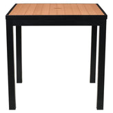Aluminum Outdoor Table in Black Finish and Faux Teak19ba47a2f6f50b881e