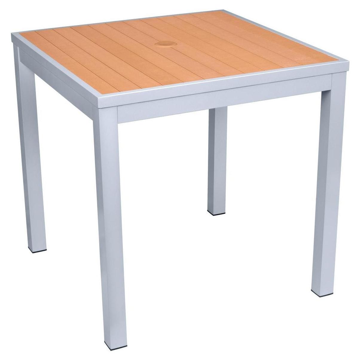 Aluminum Outdoor Table in Gray Finish and Faux Teak19ba47c95a25083b97