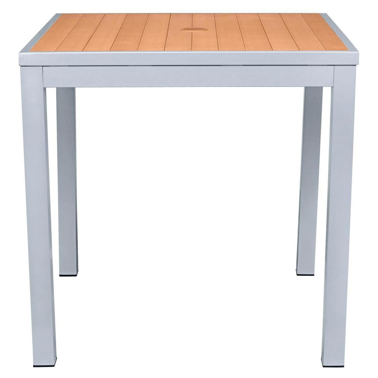 Aluminum Outdoor Table in Gray Finish and Faux Teak19ba47c95a25fb1094
