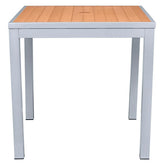 Aluminum Outdoor Table in Gray Finish and Faux Teak19ba47c95a25fb1094