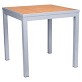 Aluminum Outdoor Table in Gray Finish and Faux Teak19ba47c95a23fa18c