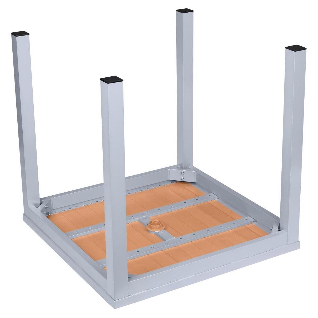 Aluminum Outdoor Table in Gray Finish and Faux Teak19ba47c95a228e4c47