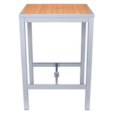 Aluminum Outdoor Bar Table in Gray Finish and Faux Teak19ba4703aa36694dbc