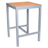 Aluminum Outdoor Bar Table in Gray Finish and Faux Teak19ba4703aa36847490