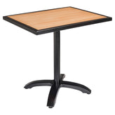 Black Aluminum and Faux Teak Patio Table Set19b8026adf54884b88