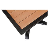 Black Aluminum and Faux Teak Patio Table Set19b8026adf5534f53