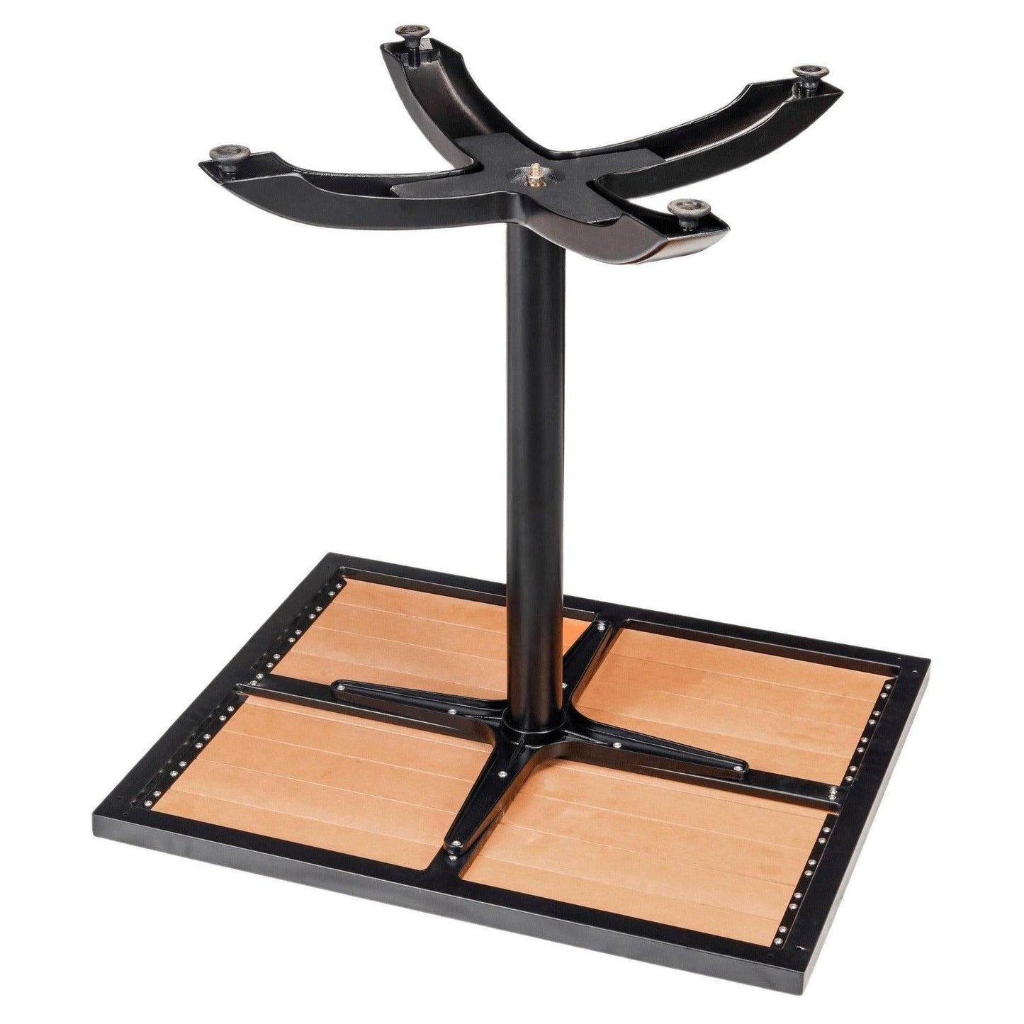 Black Aluminum and Faux Teak Patio Table Set