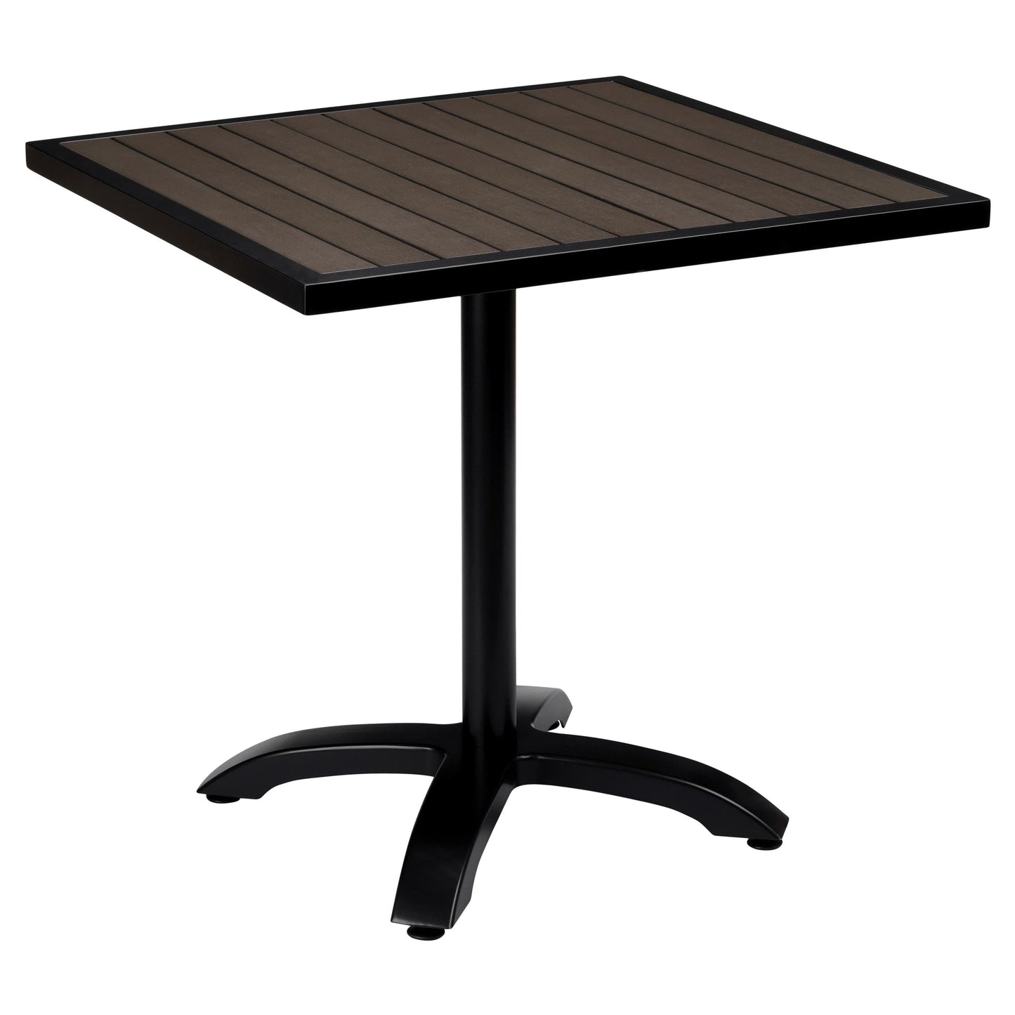 Black Aluminum Patio Table with Dark Walnut Faux Teak19b8024500f3880444