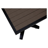 Black Aluminum Patio Table with Dark Walnut Faux Teak19b8024500f1627a5f