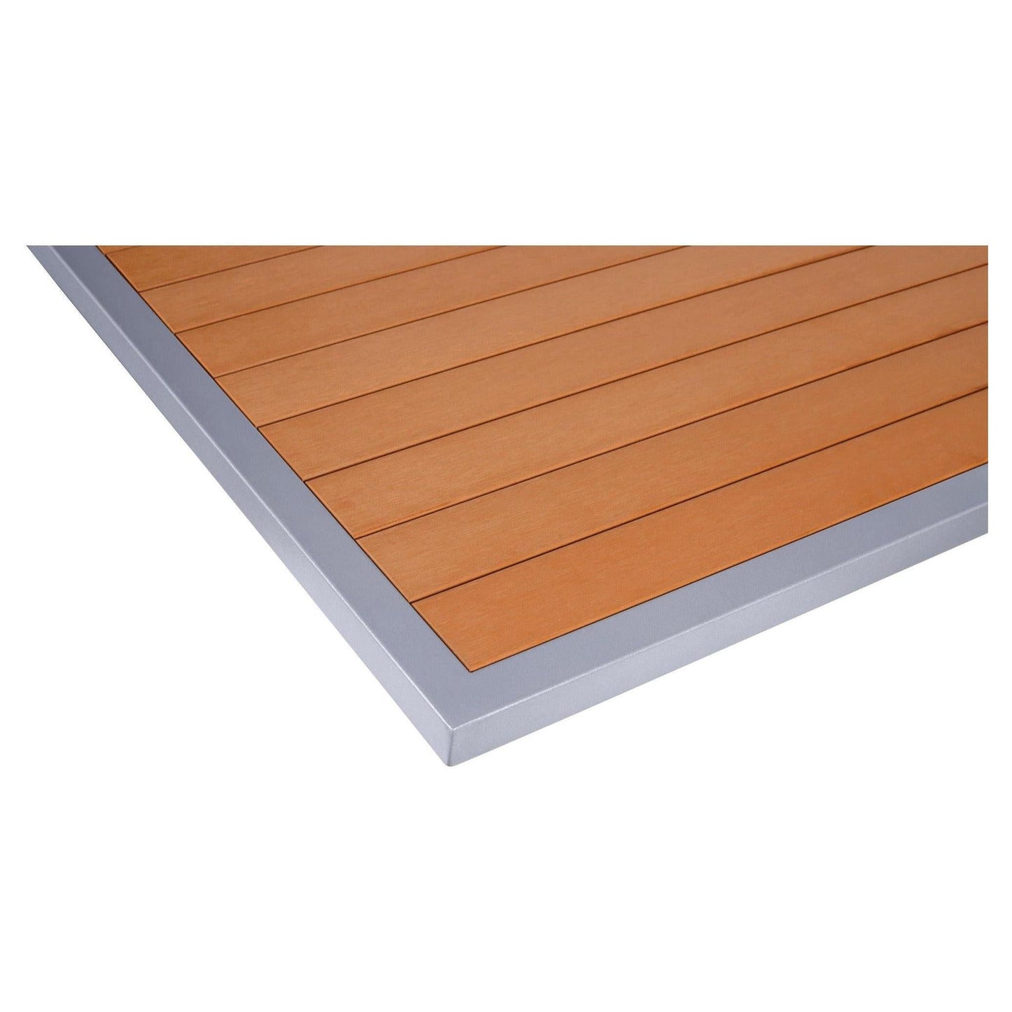 Aluminum Faux Teak Look Patio Table Set with Base