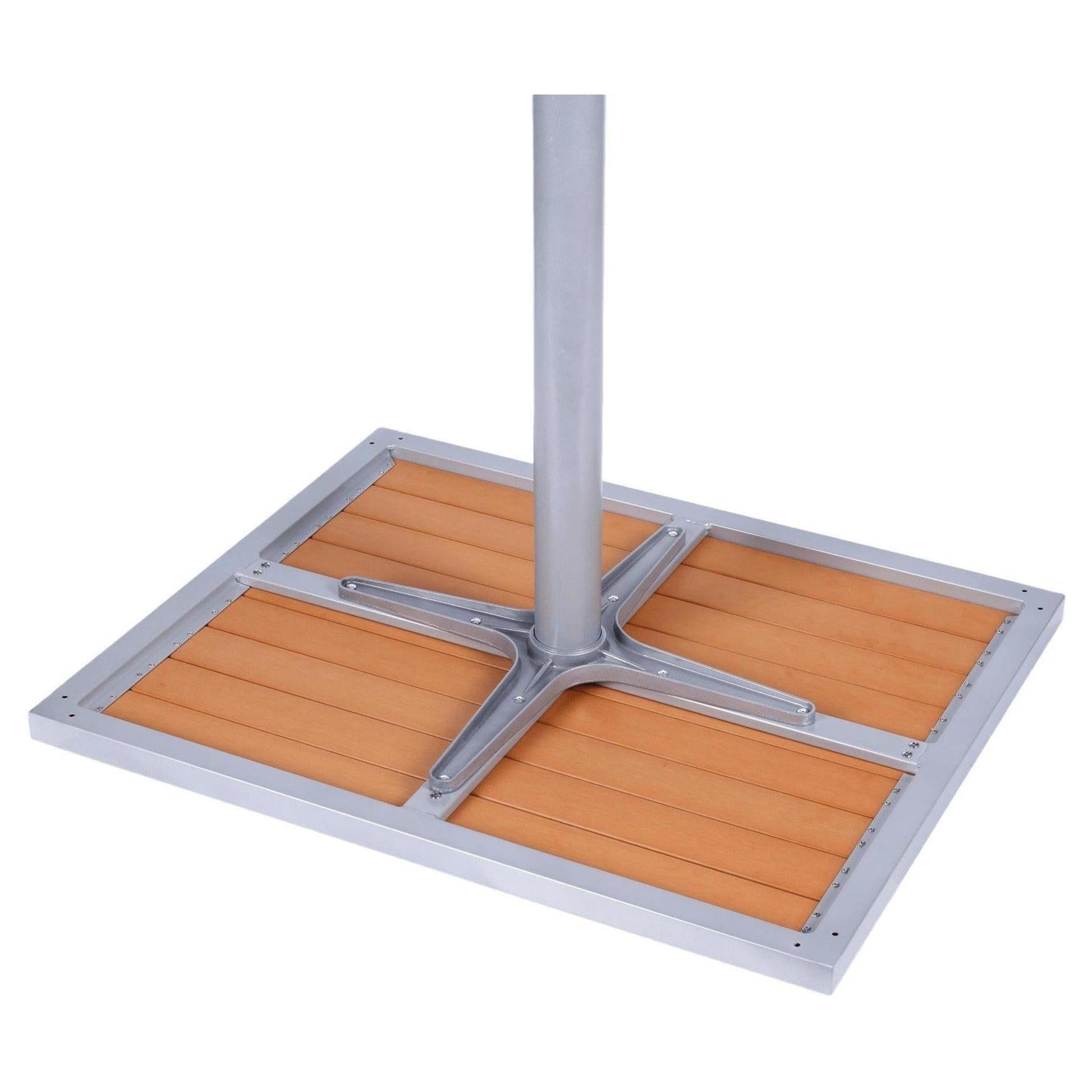 Aluminum Faux Teak Look Patio Table Set with Base