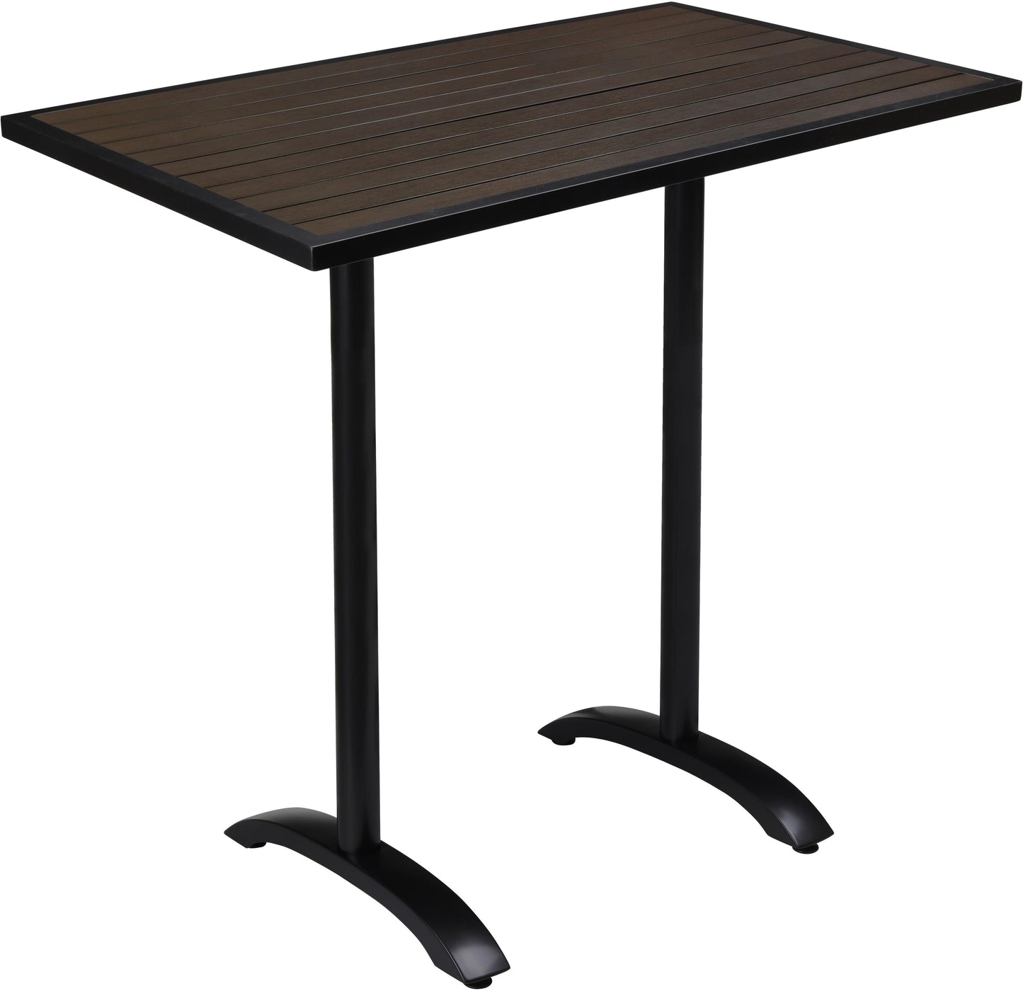 Metro Outdoor Bar Table in Black Finish with and Dark Walnut Faux Teak19b9fa75fc36d114ee