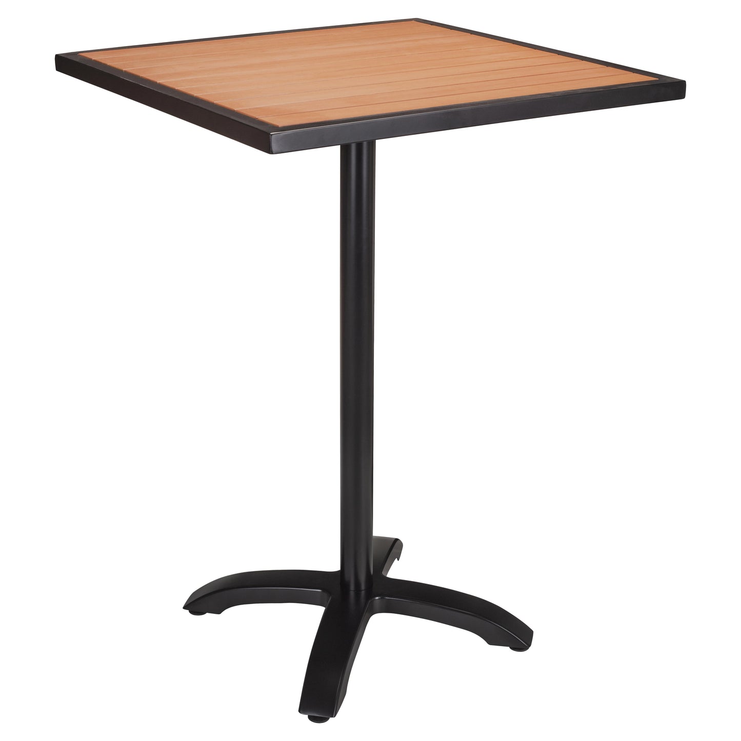 Metro Outdoor Bar Table in Black Finish with and Natural Faux Teak19b9f9551b3119f453