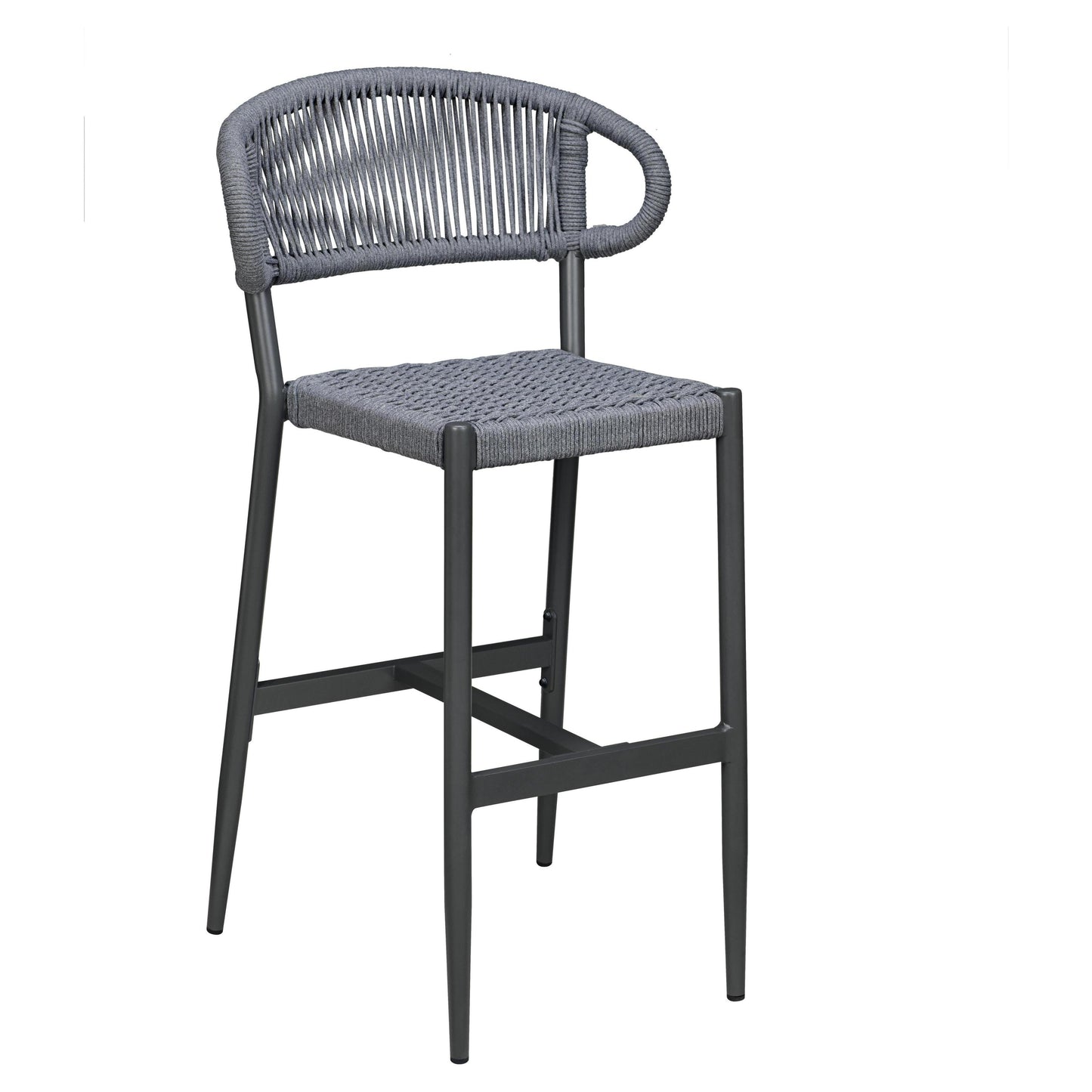 Marina Aluminum Outdoor Bar Stool in Slate Gray Rope19b9e8d94374dcfdb0