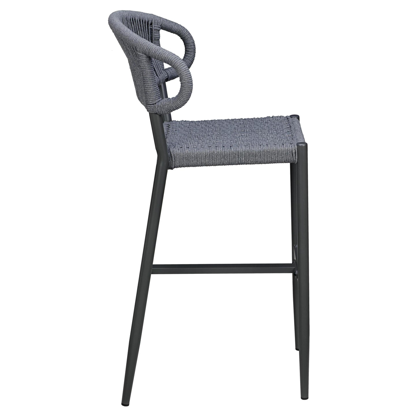 Marina Aluminum Outdoor Bar Stool in Slate Gray Rope19b9e8d94373126a1f