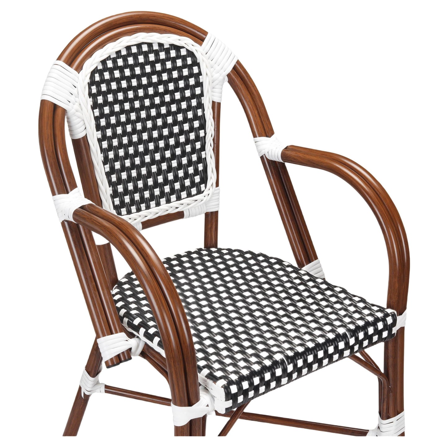 Aluminum Bamboo Patio Armchair With Black & White Rattan19b8f8273986a7c53