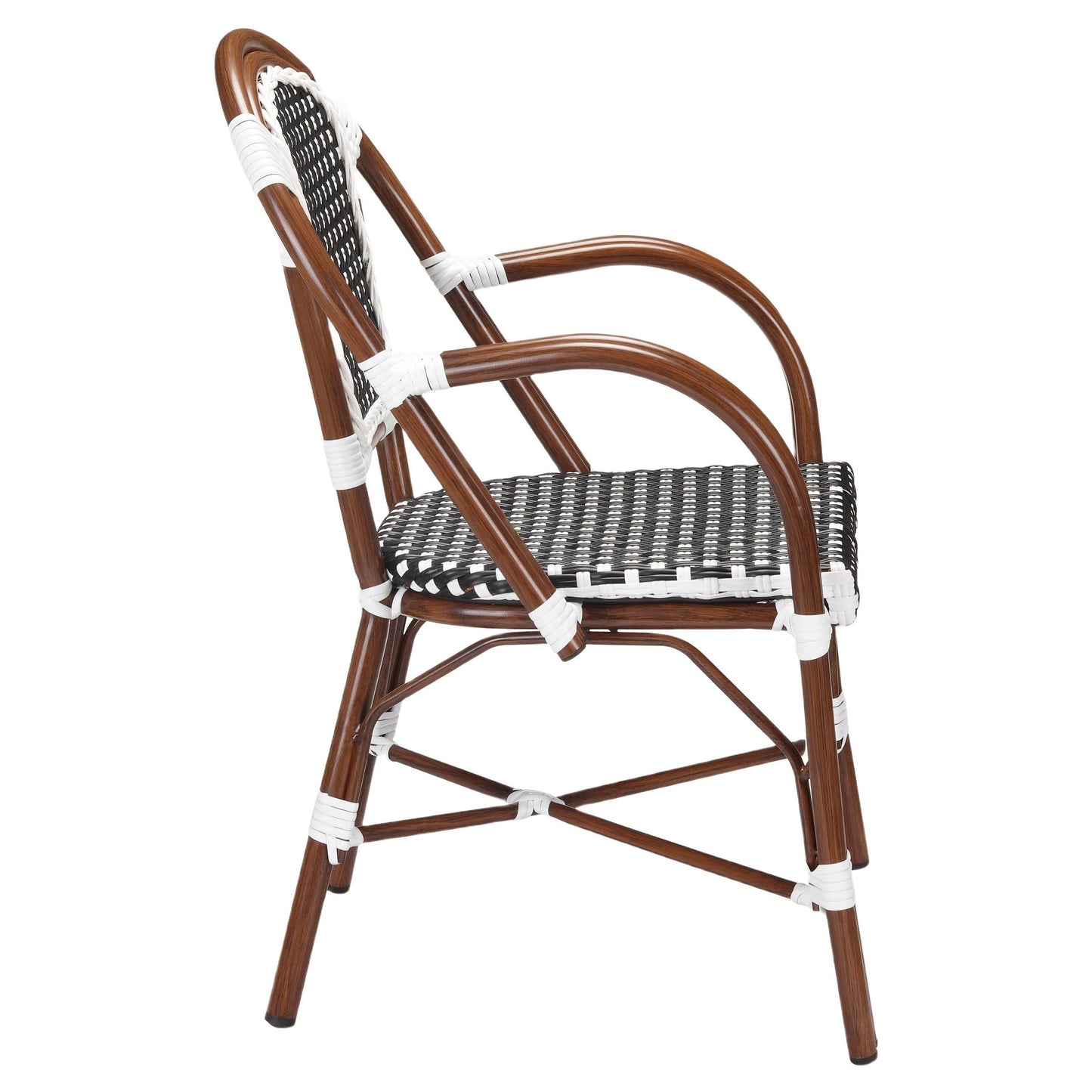 Aluminum Bamboo Patio Armchair With Black & White Rattan19b8f8273983ccfa69