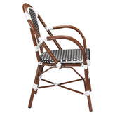 Aluminum Bamboo Patio Armchair With Black & White Rattan19b8f8273983ccfa69