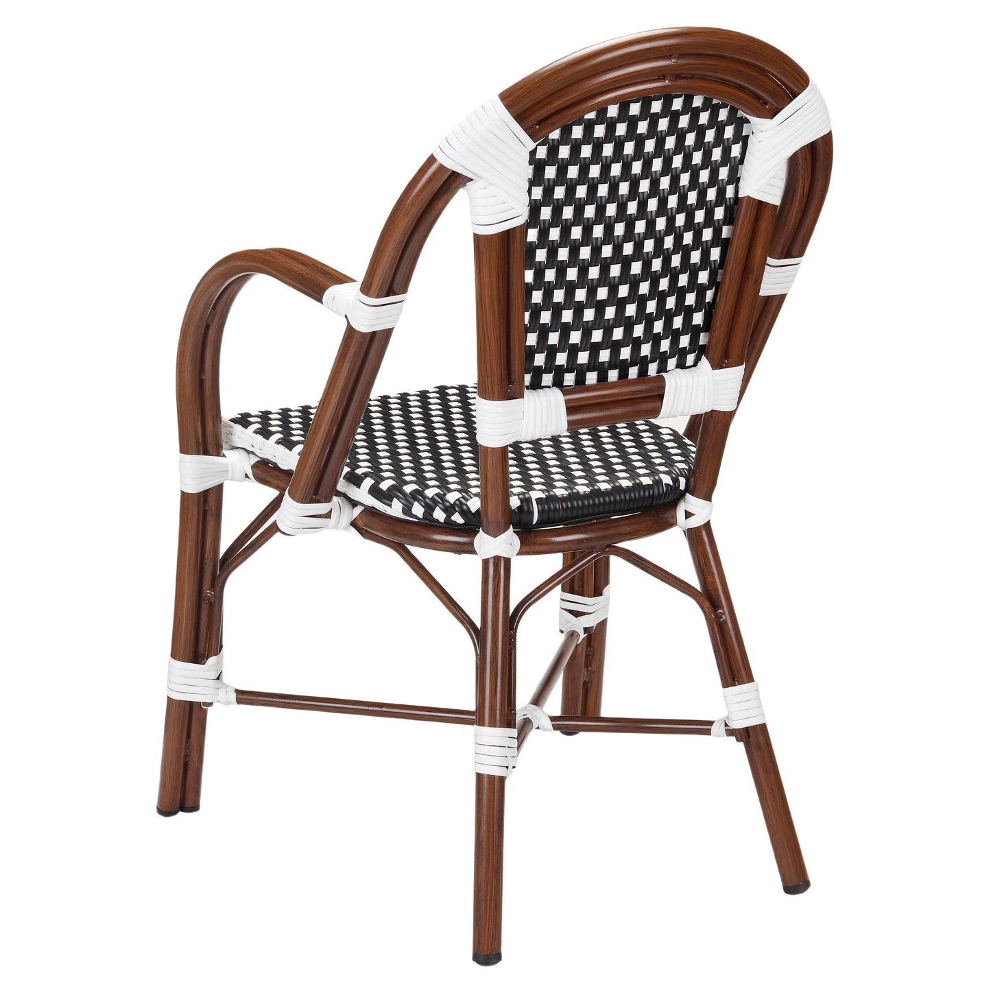 Aluminum Bamboo Patio Armchair With Black & White Rattan19b8f827398c98679