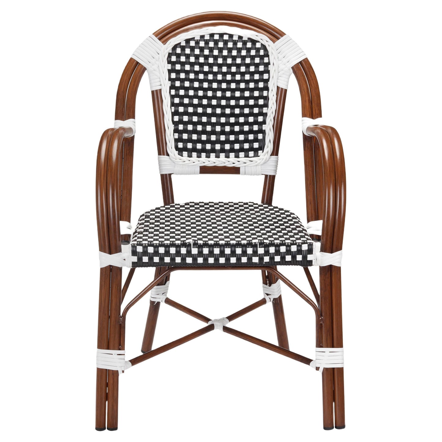 Aluminum Bamboo Patio Armchair With Black & White Rattan19b8f8273985fcf36