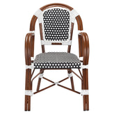 Aluminum Bamboo Patio Armchair With Black & White Rattan19b8f8273985fcf36
