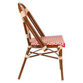 Aluminum Bamboo Patio Side Chair With Red and Cream Rattan19b8f78fae3c5ae79