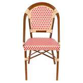 Aluminum Bamboo Patio Side Chair With Red and Cream Rattan19b8f78fae3484ec5