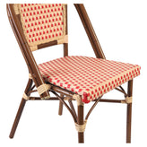 Aluminum Bamboo Patio Side Chair With Red and Cream Rattan19b8f78fae3252446f