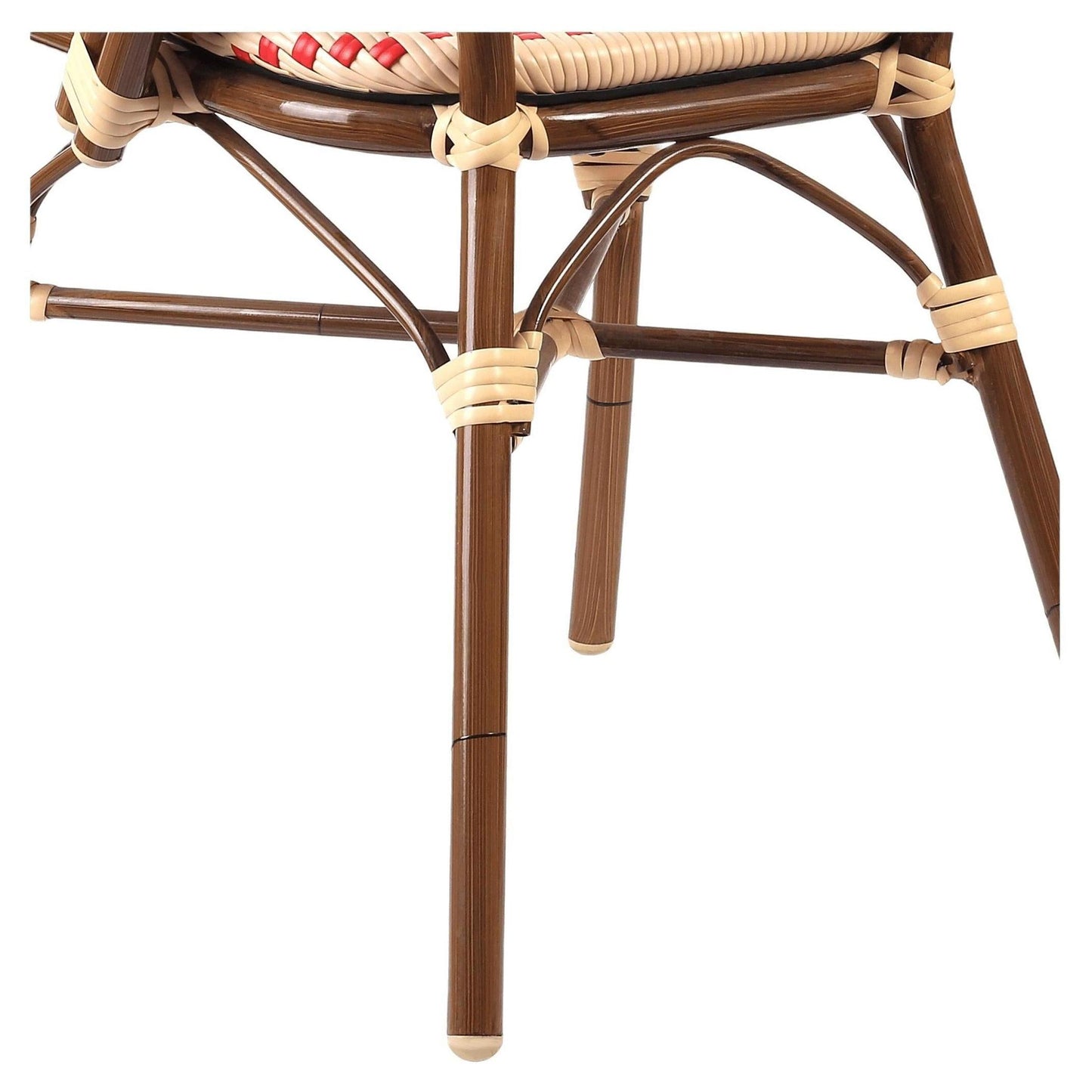 Aluminum Bamboo Patio Side Chair With Red and Cream Rattan19b8f78fae312d0c90