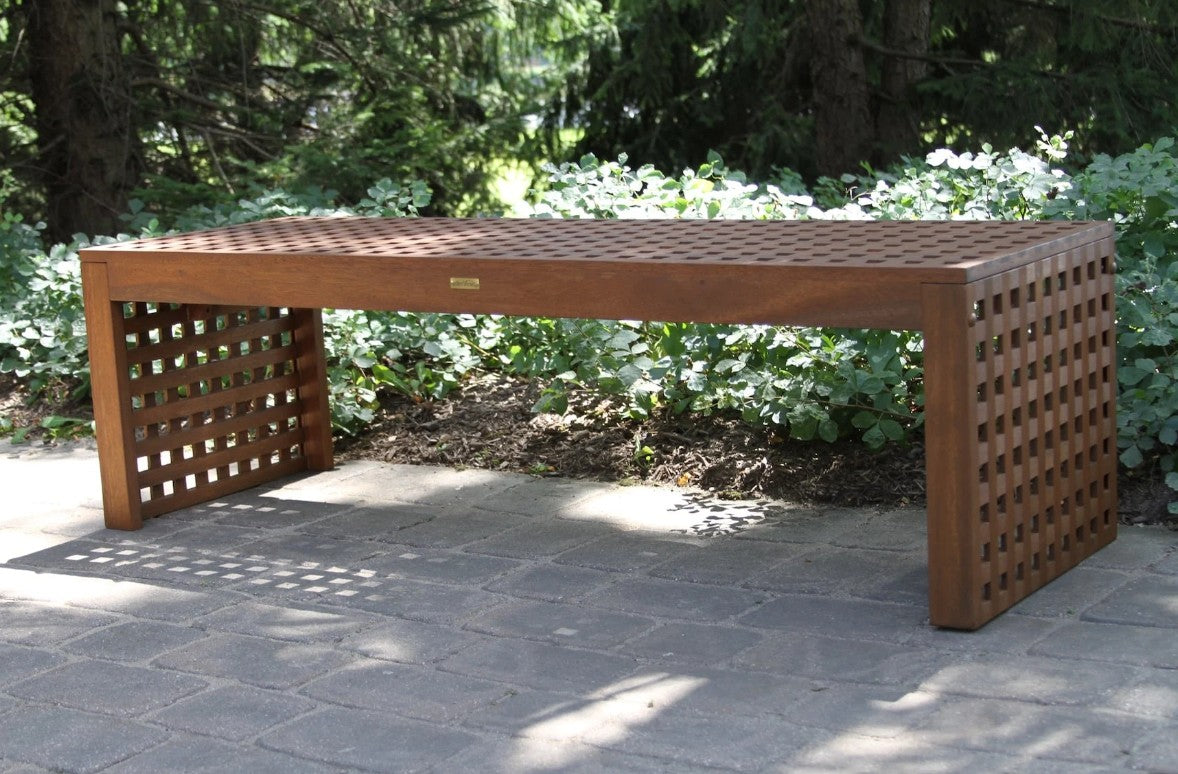 Eucalyptus Checkboard Outdoor Bench 59" x 20"