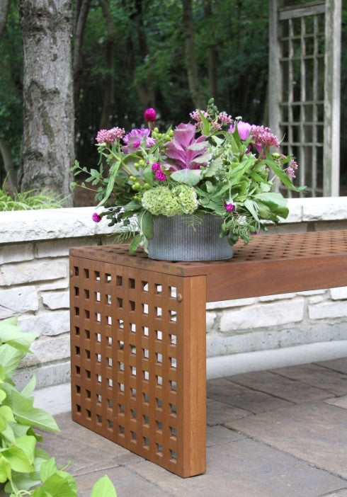 Eucalyptus Checkboard Outdoor Bench 59" x 20"