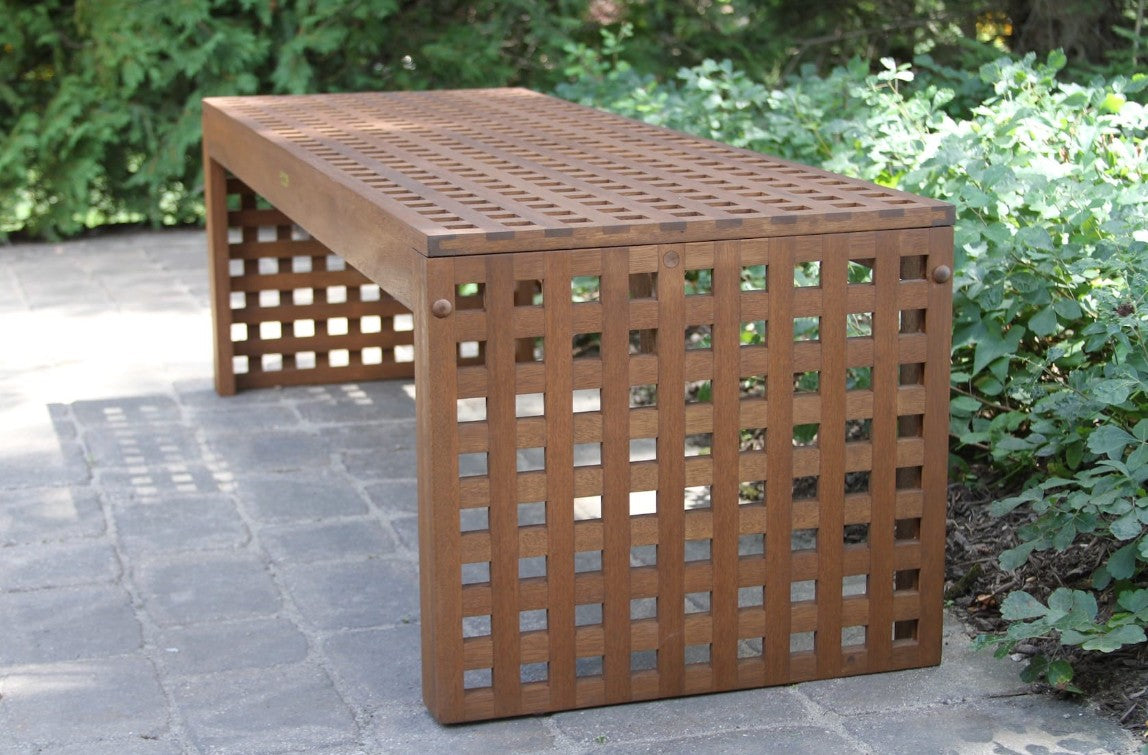 Eucalyptus Checkboard Outdoor Bench 59" x 20"