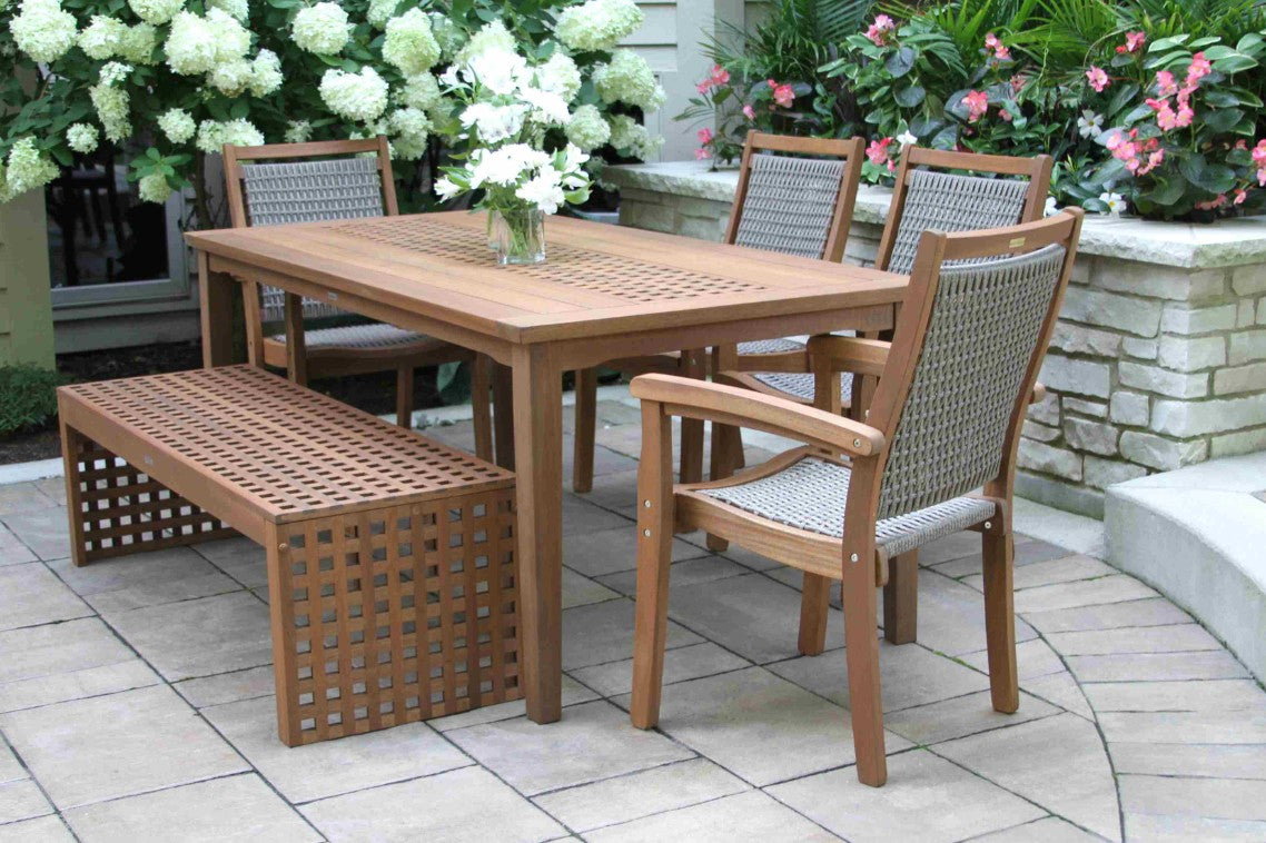 Eucalyptus Checkboard Outdoor Bench 59" x 20"