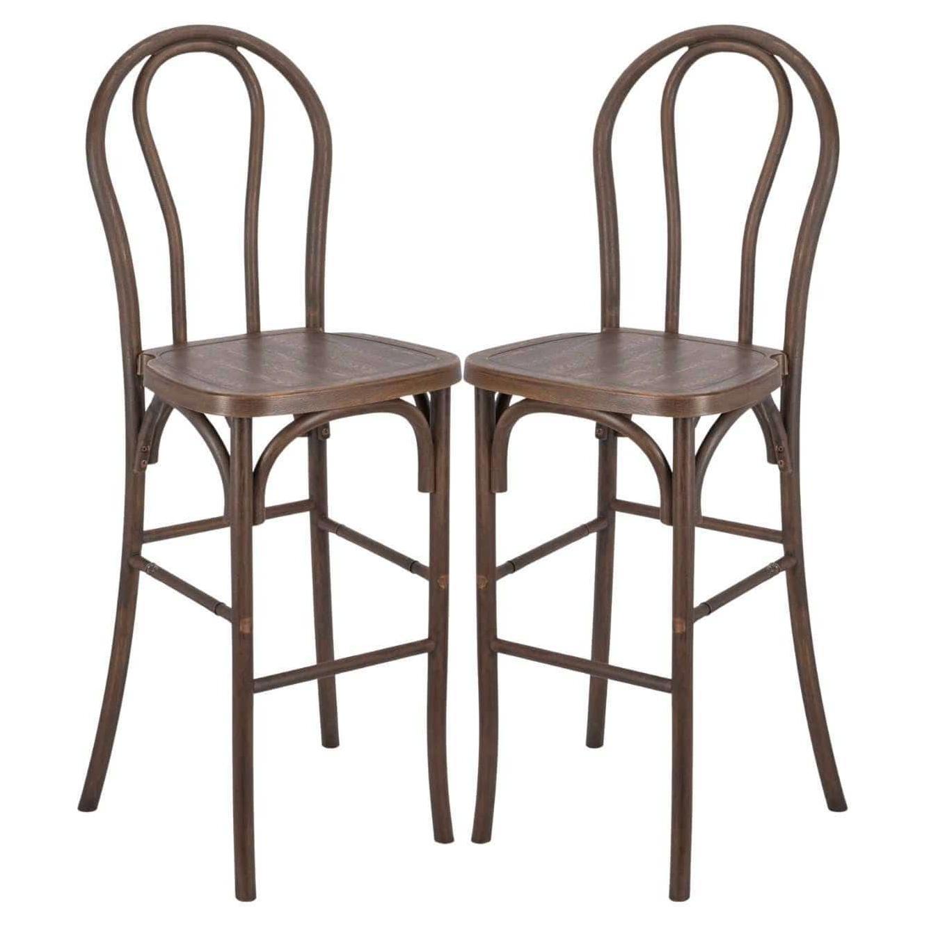 Outdoor Resin Steel Skeleton Bentwood Bar Stool - 2 Pack