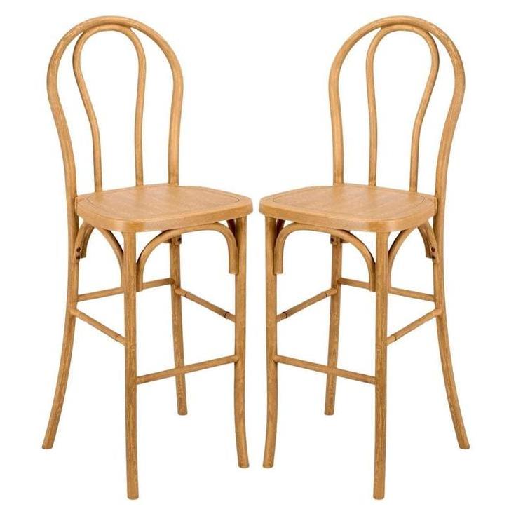 Outdoor Resin Steel Skeleton Bentwood Bar Stool - 2 Pack