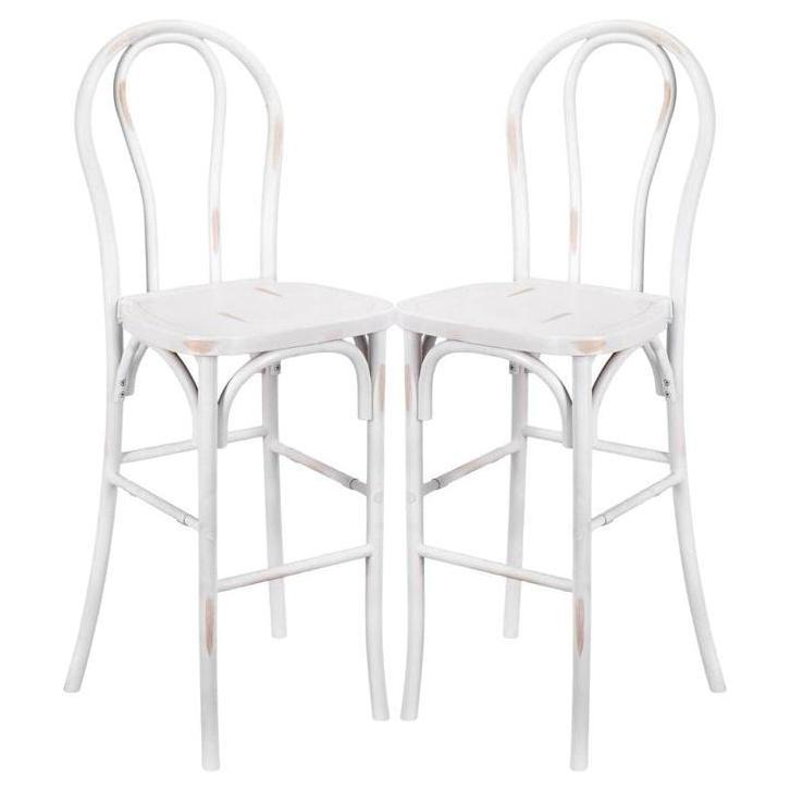 Outdoor Resin Steel Skeleton Bentwood Bar Stool - 2 Pack