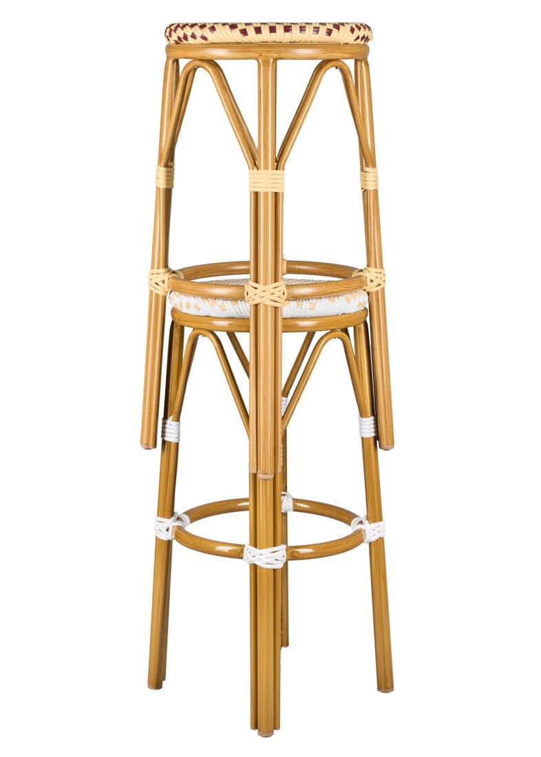 White on Beige Medium Frame 30" Bar Height No Back Bistro Bar Stool