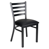 Ladder Back Restaurant Chair with Black Metal Frame and Black Vinyl Seat