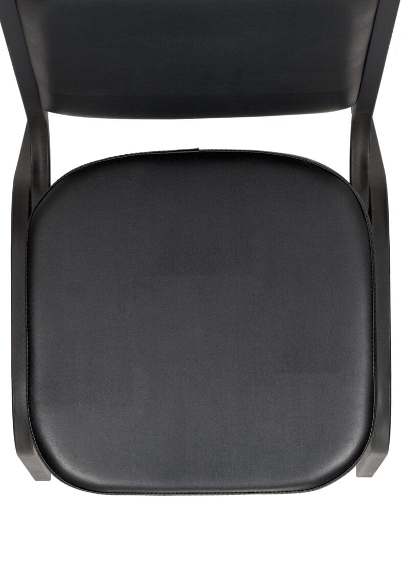 Black Vinyl on Black Steel Frame Square Back Banquet Chair