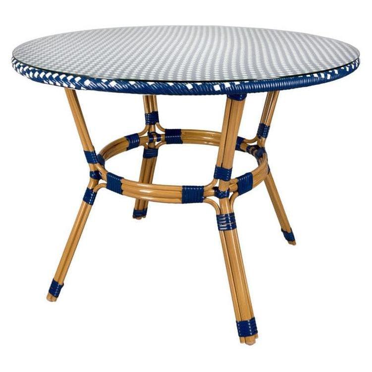 Outdoor French Bistro Table with Glass Top - 40" Round