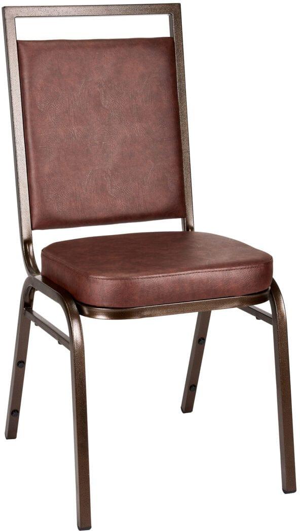 Brown Vinyl on Copper Vein Steel Frame Square Back Banquet Chair