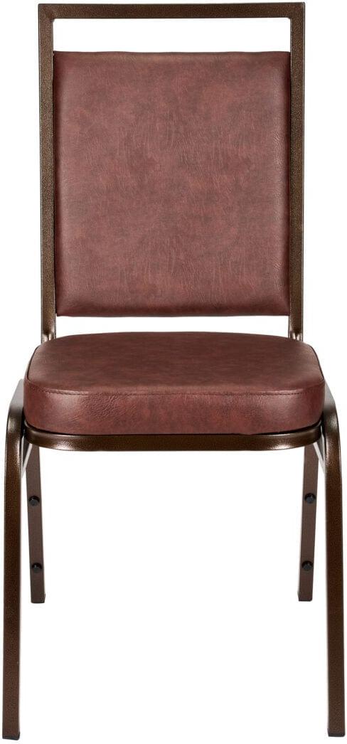 Brown Vinyl on Copper Vein Steel Frame Square Back Banquet Chair