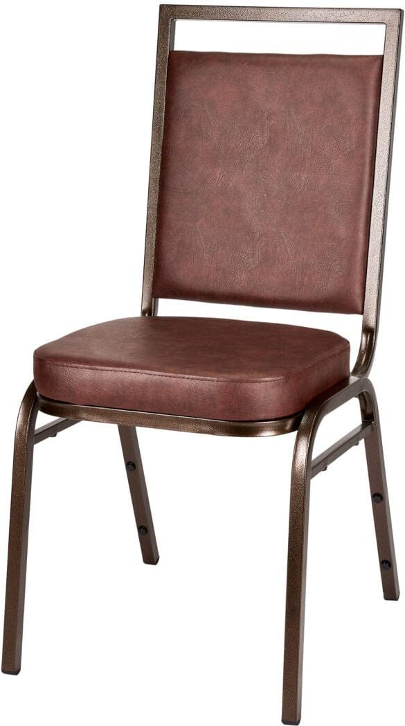 Brown Vinyl on Copper Vein Steel Frame Square Back Banquet Chair
