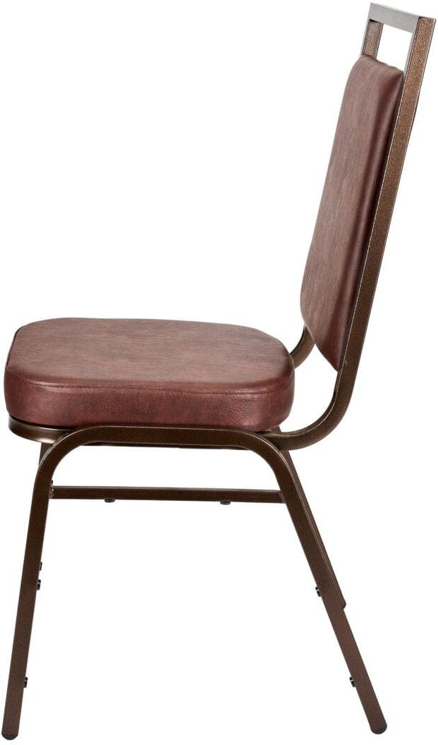 Brown Vinyl on Copper Vein Steel Frame Square Back Banquet Chair