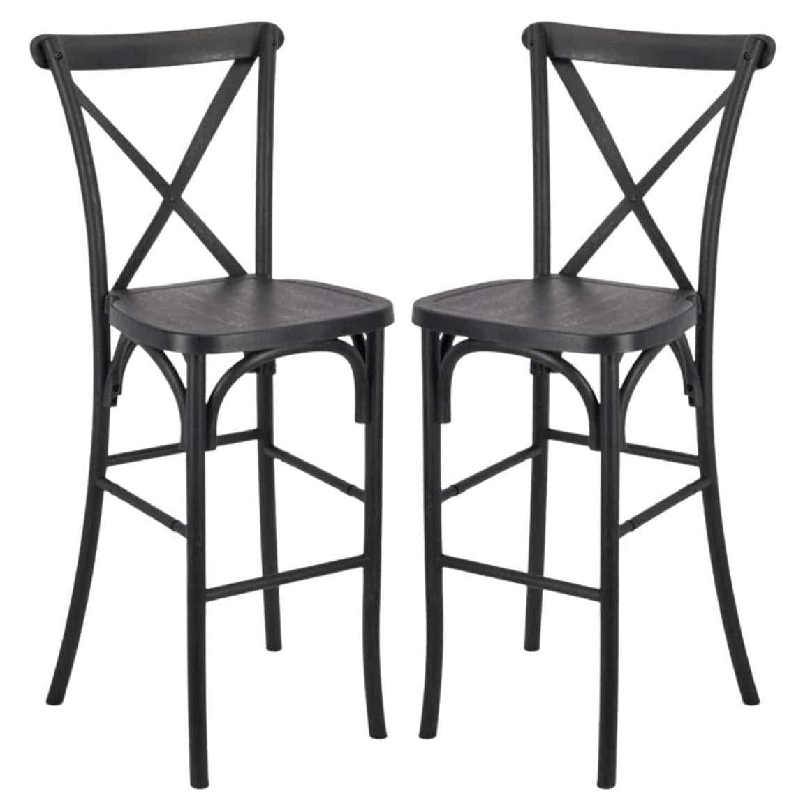 Resin Steel Skeleton Cross Back Bar Stools - 2 Pack
