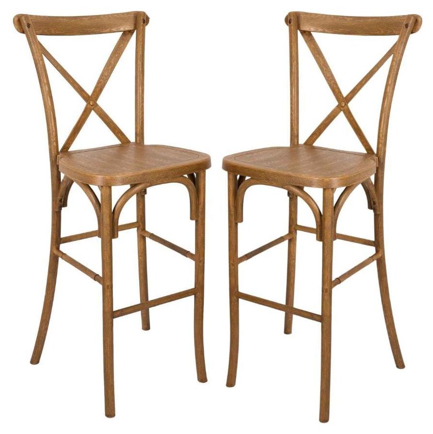 Resin Steel Skeleton Cross Back Bar Stools - 2 Pack